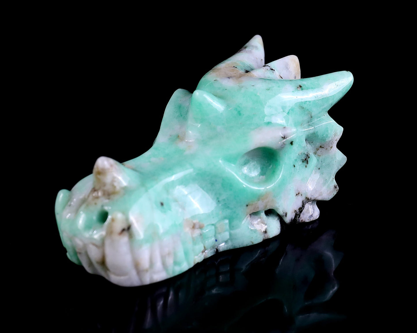 Nicedony 3.0" Emerald Hand Carved Crystal Dragon Skull Sculpture - View 9