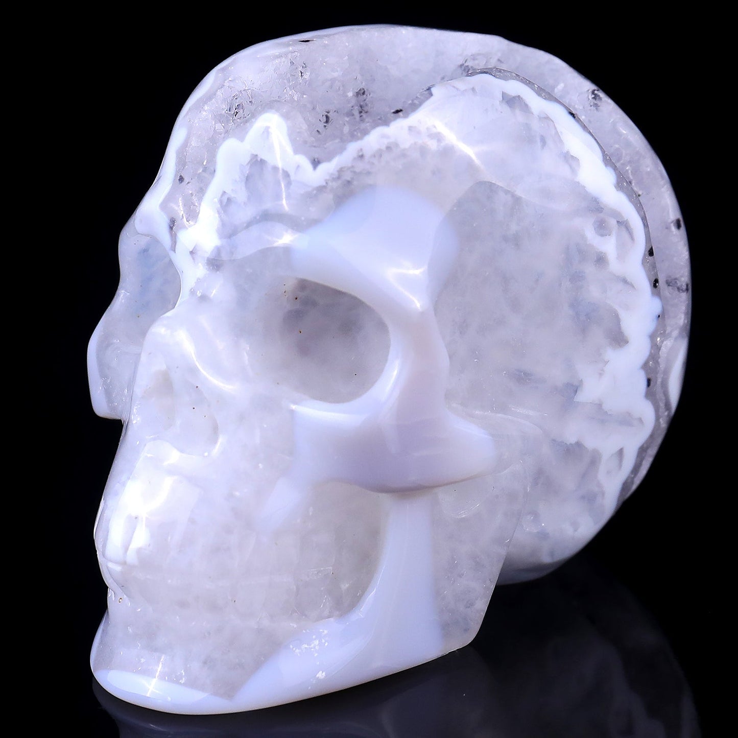 Nicedony 3.0" Geode Agate Hand Carved Crystal Geode Skull Sculpture - View 8