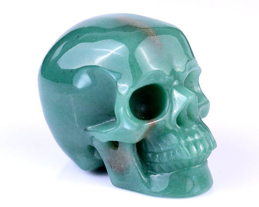Nicedony 3.0" Green Aventurine Hand Carved Realistic Skull Sculpture