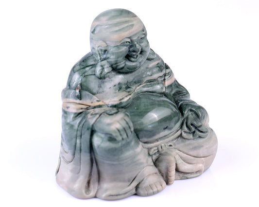 Nicedony 3.0" Jiulong Jade Hand Carved Crystal Buddha Sculpture