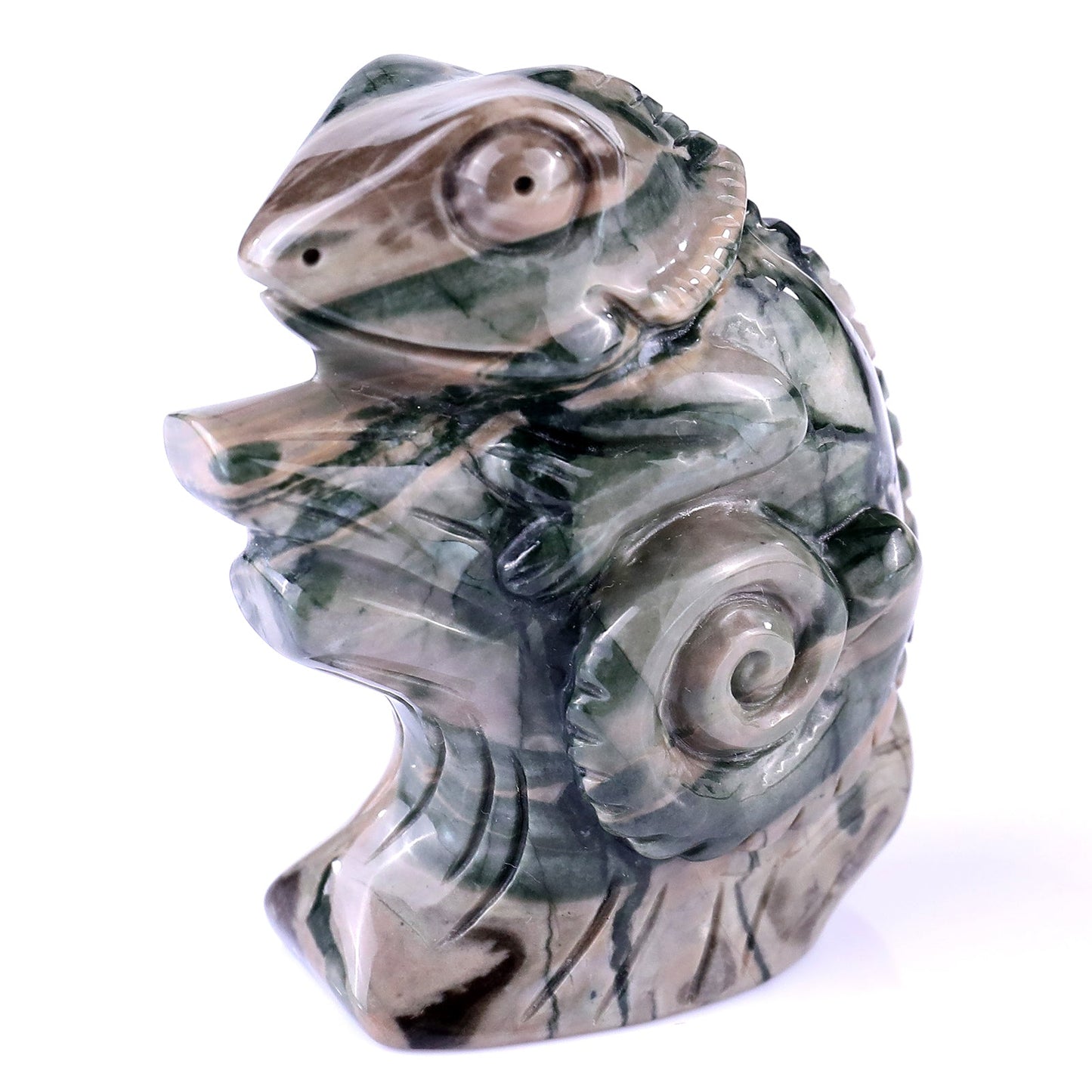 Nicedony 3.0" Jiulong Jade Hand Carved Crystal Lizard Sculpture - View 10