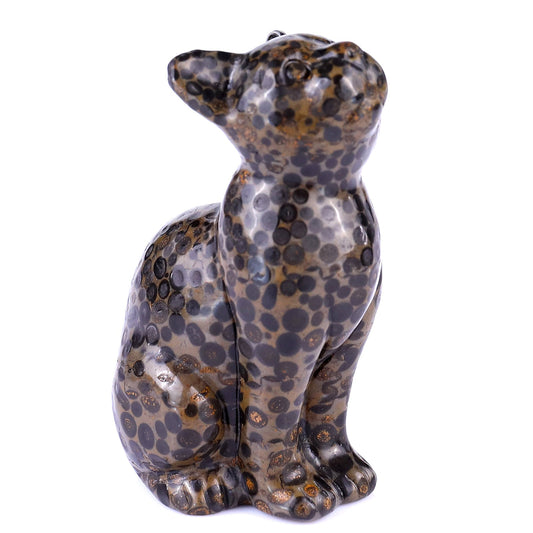 Nicedony 3.0" Leopard Skin Jasper Hand Carved Crystal Cat Sculpture