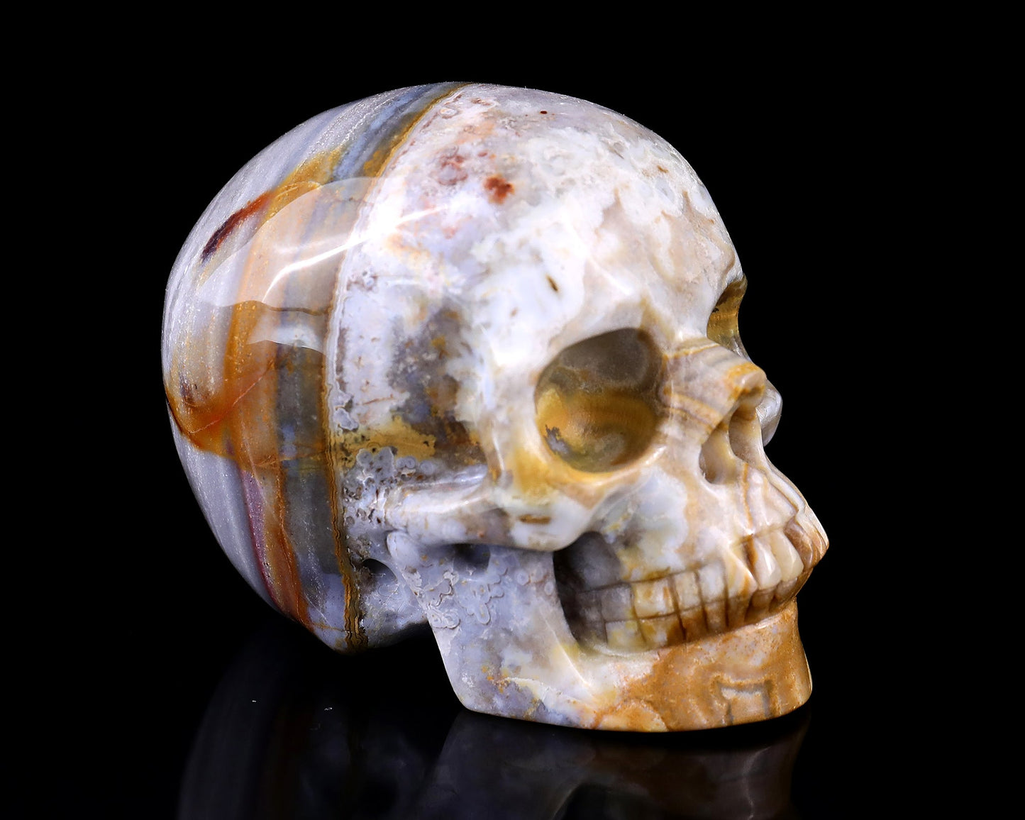 Nicedony 3.0" Red Crazy Lace Agate Hand Carved Realistic Skull (SKU: 5100003) - Photo 8