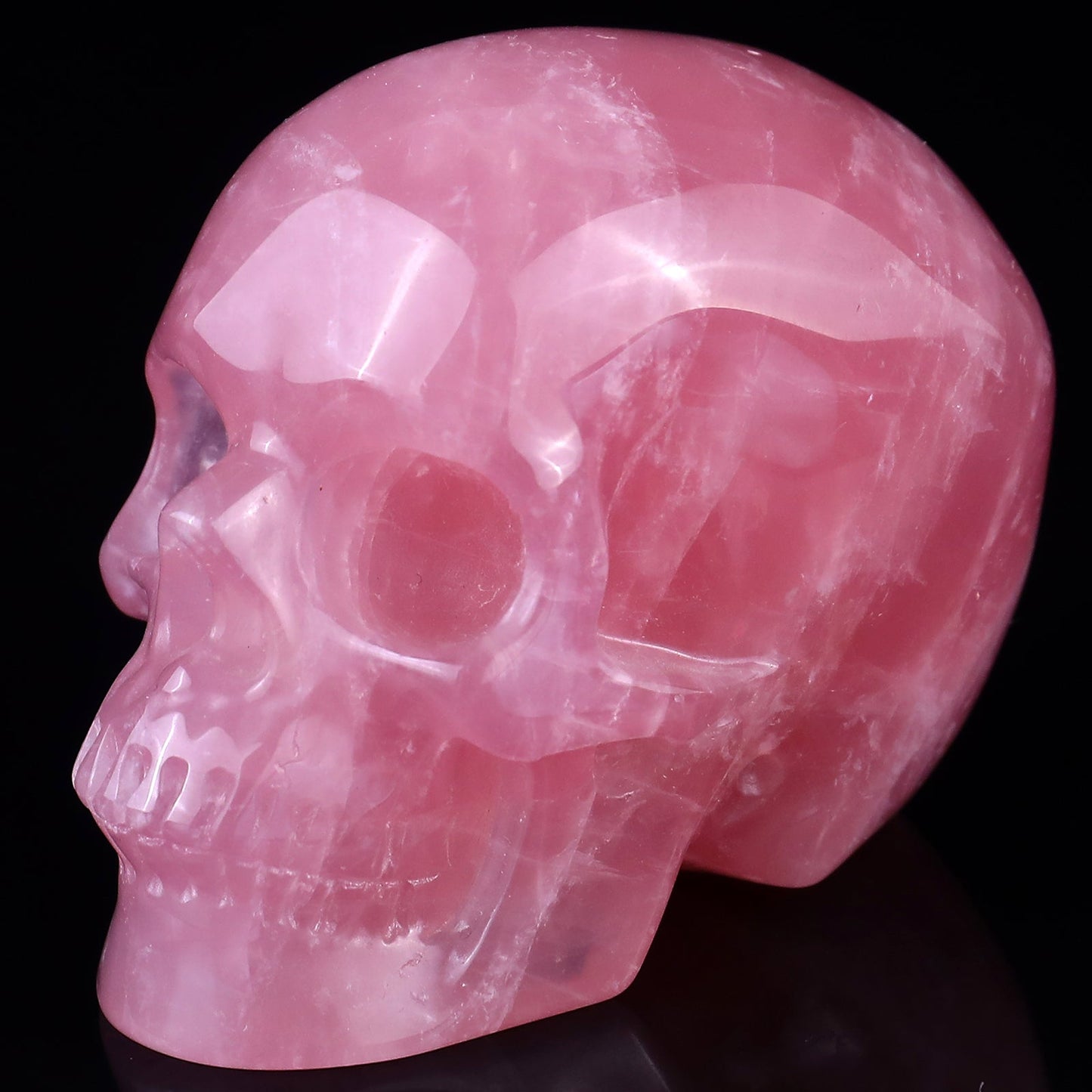 Nicedony 3.0" Rose Quartz Hand Carved Realistic Skull Sculpture - View 14
