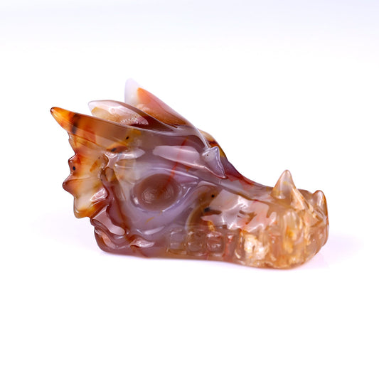 Nicedony 3.1" Agate Hand Carved Crystal Dragon Skull Sculpture