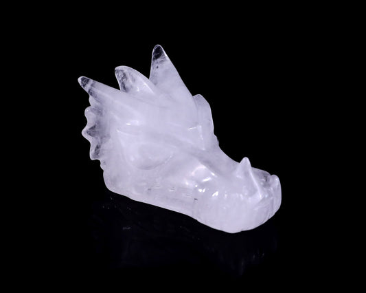 Nicedony 3.1" Angolan Quartz Hand Carved Dragon Skull Sculpture
