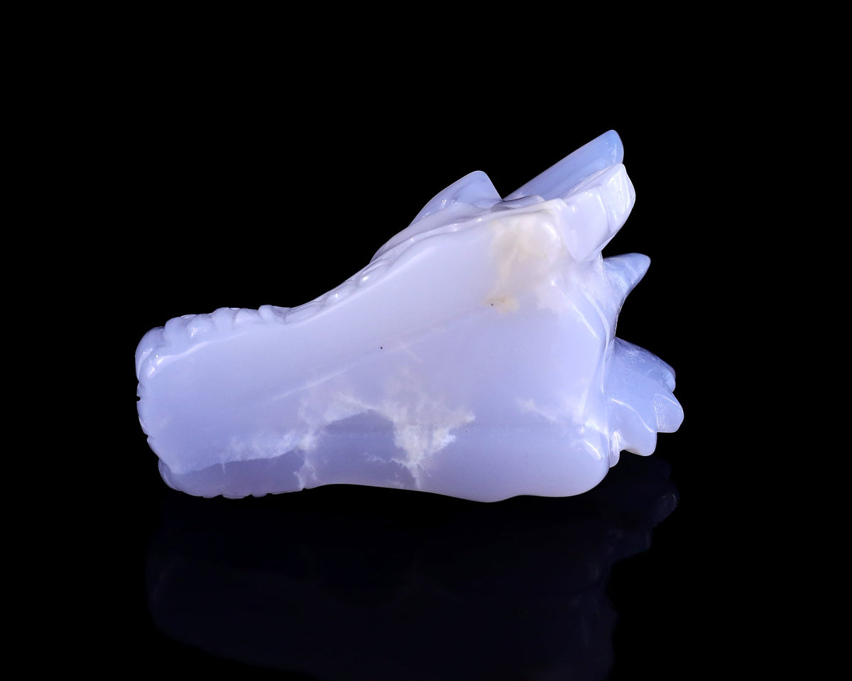 Nicedony 3.0" Blue Chalcedony Hand Carved Dragon Skull Sculpture (SKU: 3100149) - Photo 8