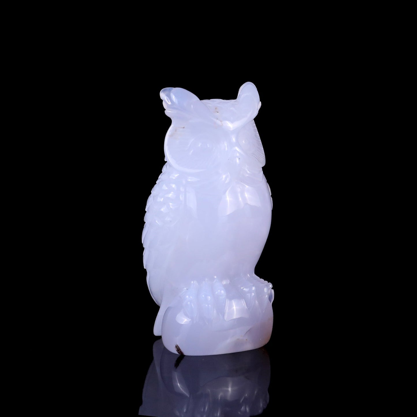 Nicedony 3.1" Blue Chalcedony Hand Carved Crystal Owl Sculpture - View 14