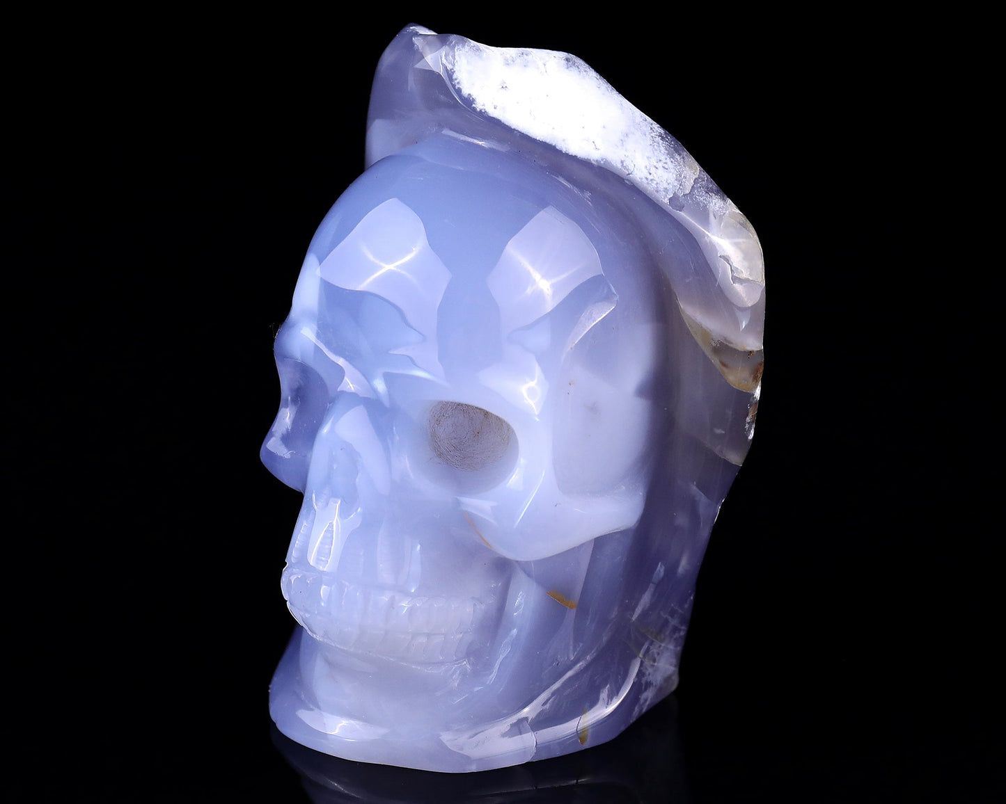 Nicedony 3.1" Blue Chalcedony Hand Carved Skull Sculpture - View 7