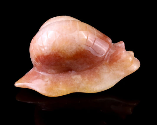 Nicedony 3.1" Gold Silk Jade Hand Carved Crystal Snail Sculpture