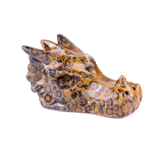 Nicedony 3.0" Leopard Skin Jasper Hand Carved Dragon Skull Sculpture (SKU: 2100127) - Photo 1