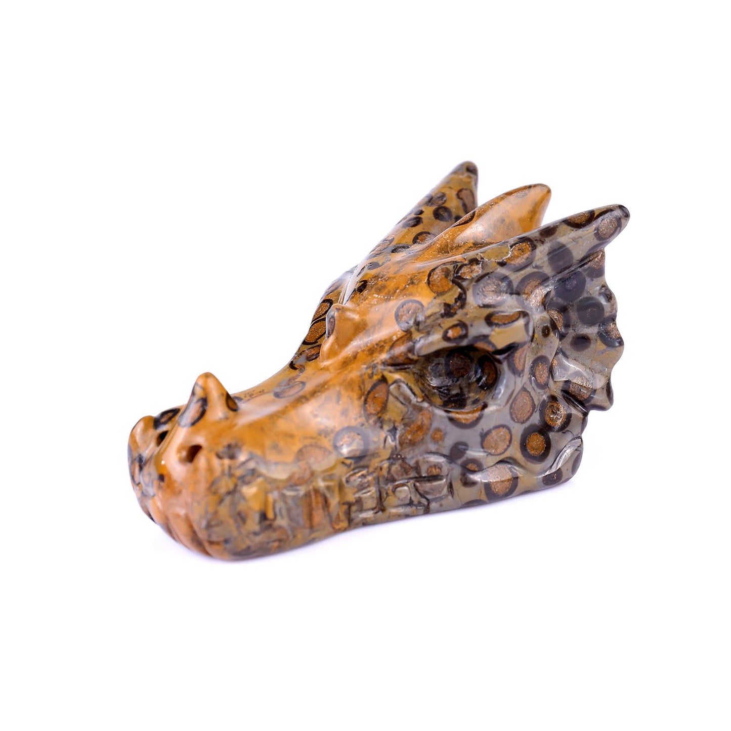 Nicedony 3.1" Leopard Skin Jasper Hand Carved Dragon Skull Sculpture - View 14