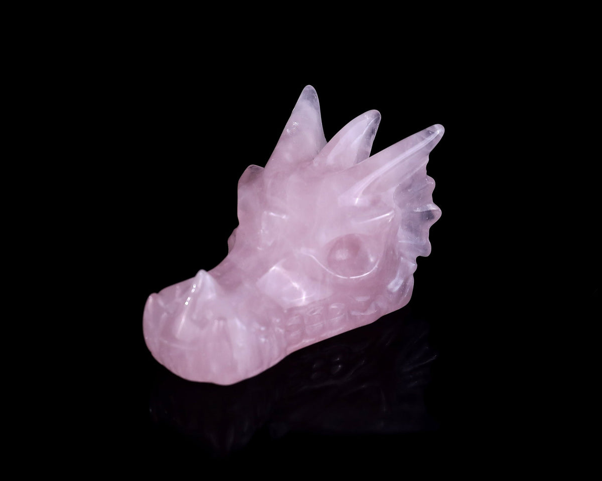 Nicedony 3.0" Rose Quartz Hand Carved Crystal Dragon Skull Sculpture (SKU: 3100150) - Photo 9