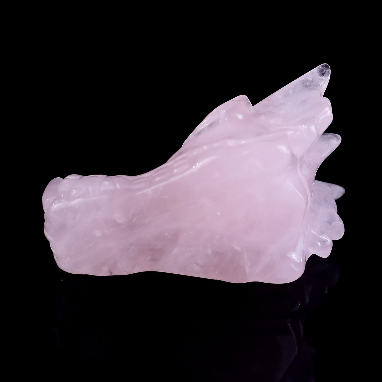 Nicedony 3.1" Rose Quartz Hand Carved Crystal Dragon Skull Sculpture - View 15