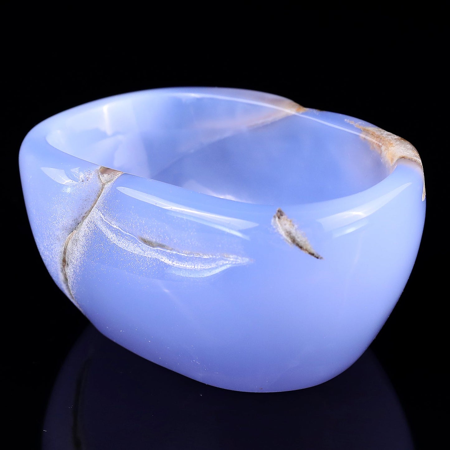 Nicedony 3.4" Blue Chalcedony Hand Carved Crystal Bowl - View 13
