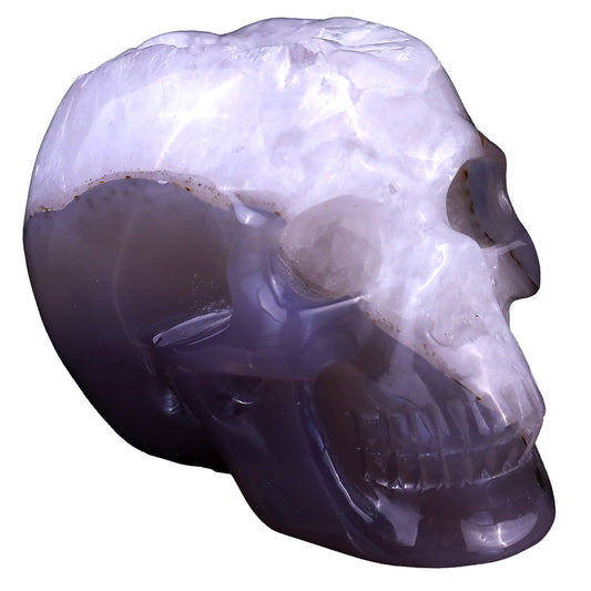 Nicedony 3.4" Geode Agate Hand Carved Crystal Geode Skull Sculpture (SKU: 2100009) - Photo 1
