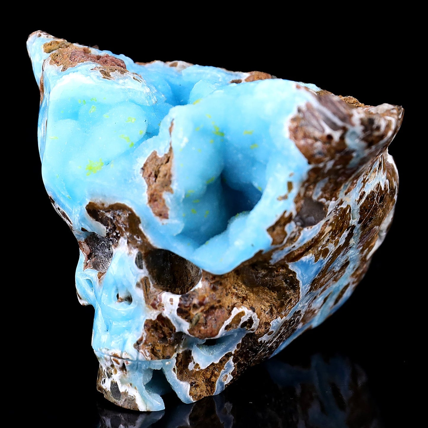 Nicedony 3.5" Blue Aragonite Hand Carved Skull Sculpture - View 7