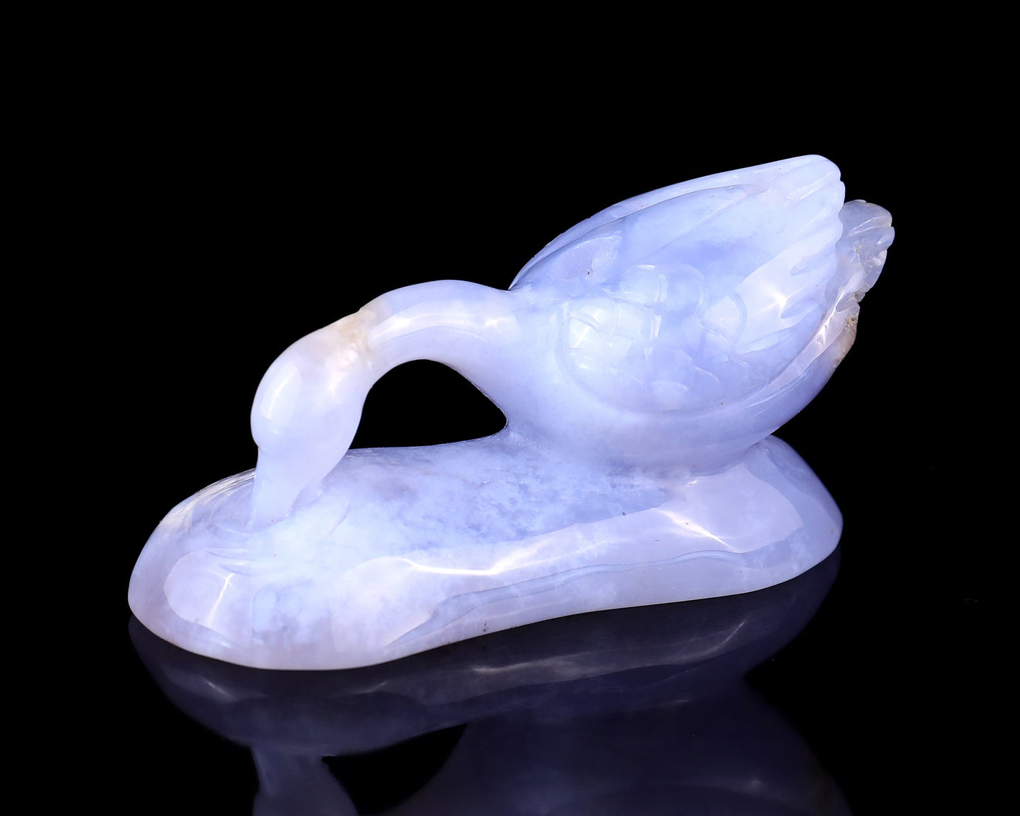 Nicedony 3.5" Blue Chalcedony Hand Carved Crystal Swan Sculpture - View 10