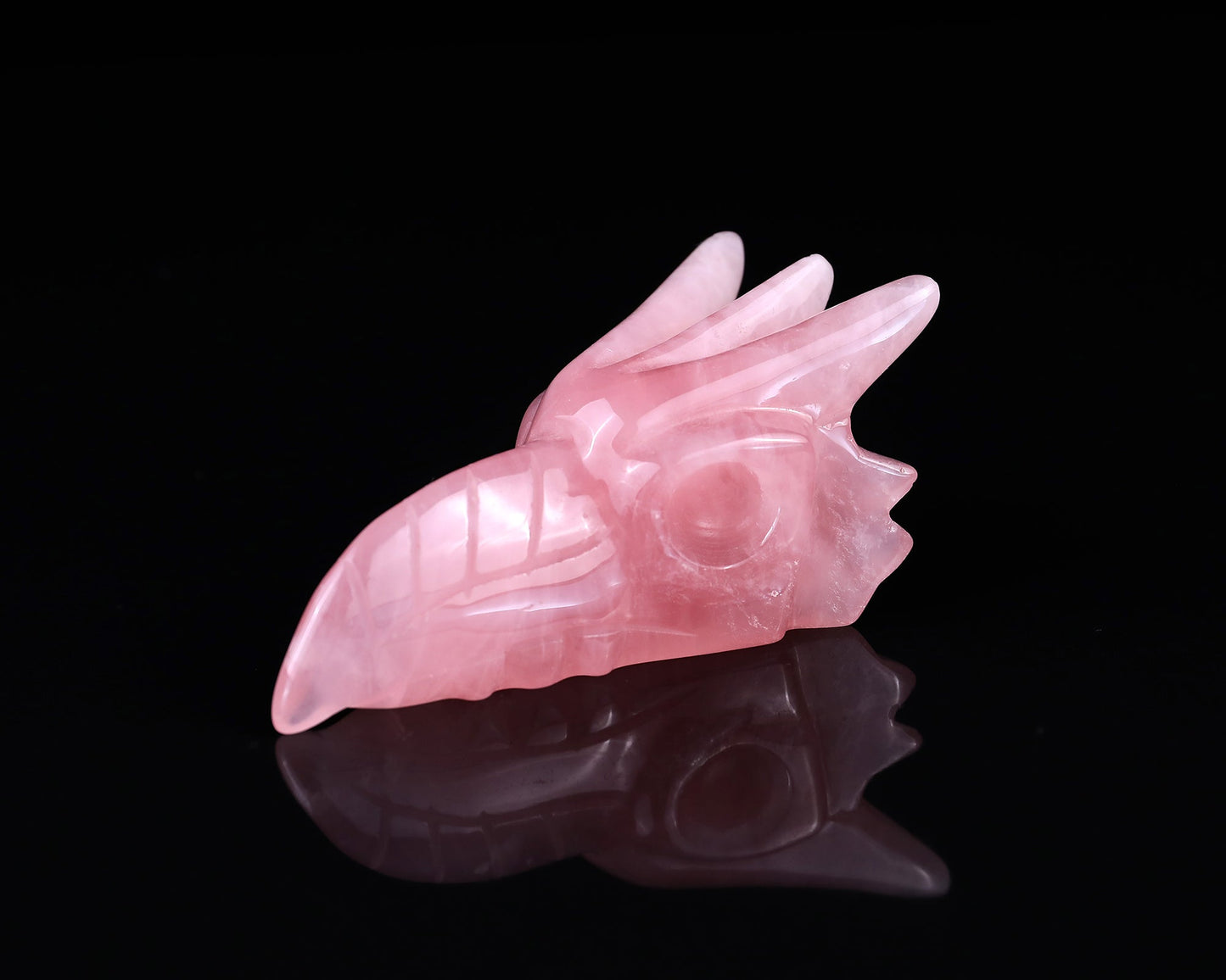 Nicedony 3.5" Rose Quartz Hand Carved Crystal Phoenix Skull Sculpture - View 7