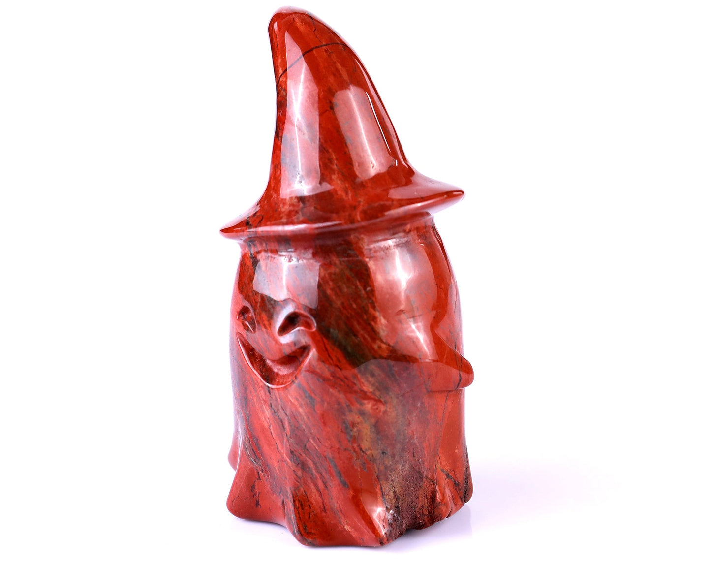 Nicedony 3.6” Natural Red Jasper Hand Carved Crystal Wizard Ghost Sculpture, Halloween Gift - View 9