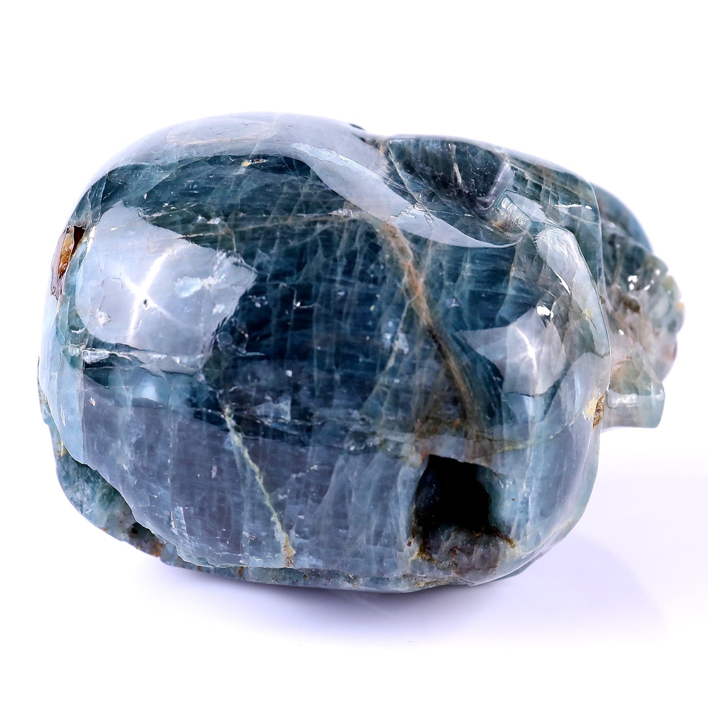 Nicedony 3.7" Blue Apatite Hand Carved Realistic Skull Sculpture - View 10