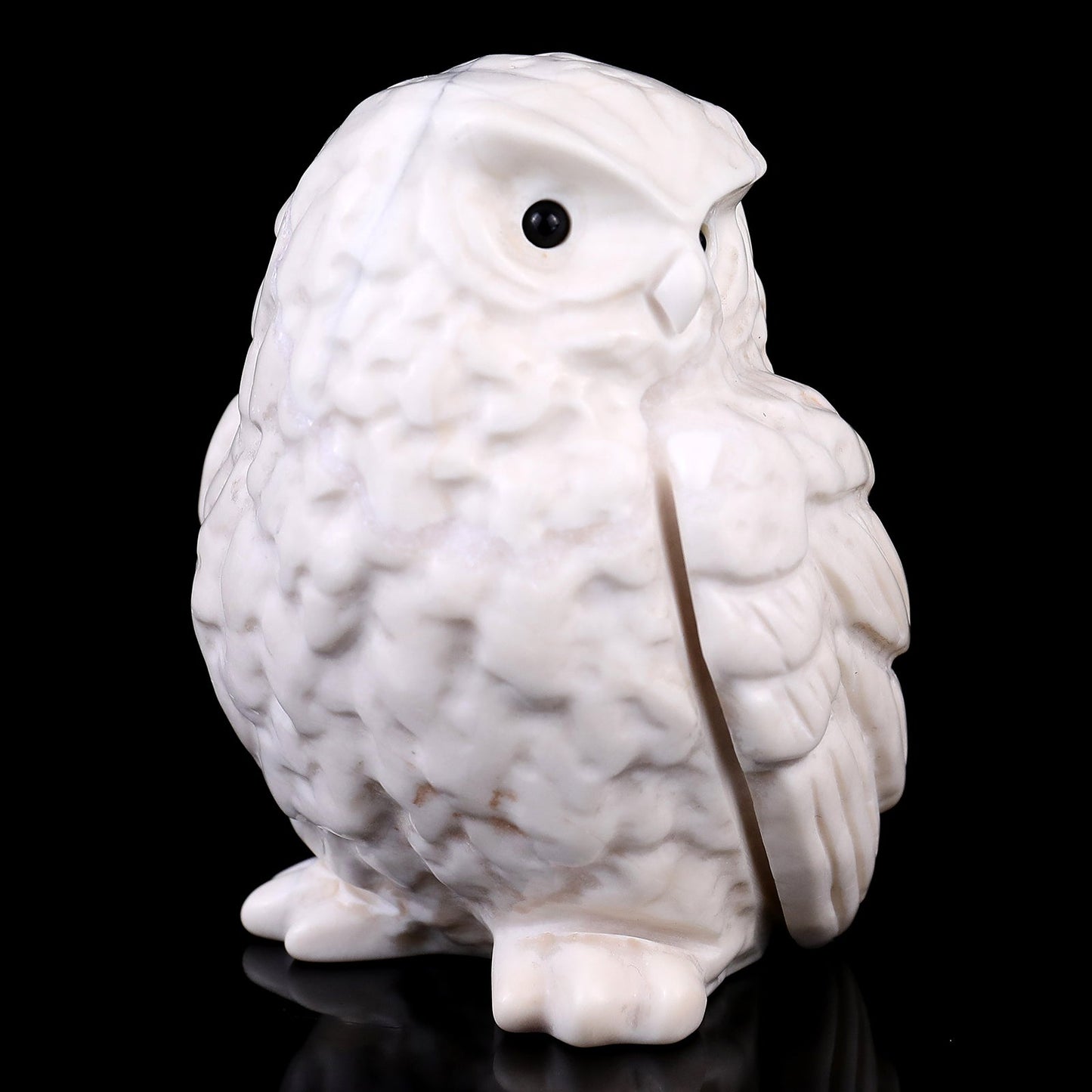 Nicedony 3.7" White Jade Hand Carved Crystal Owl Sculpture - View 6