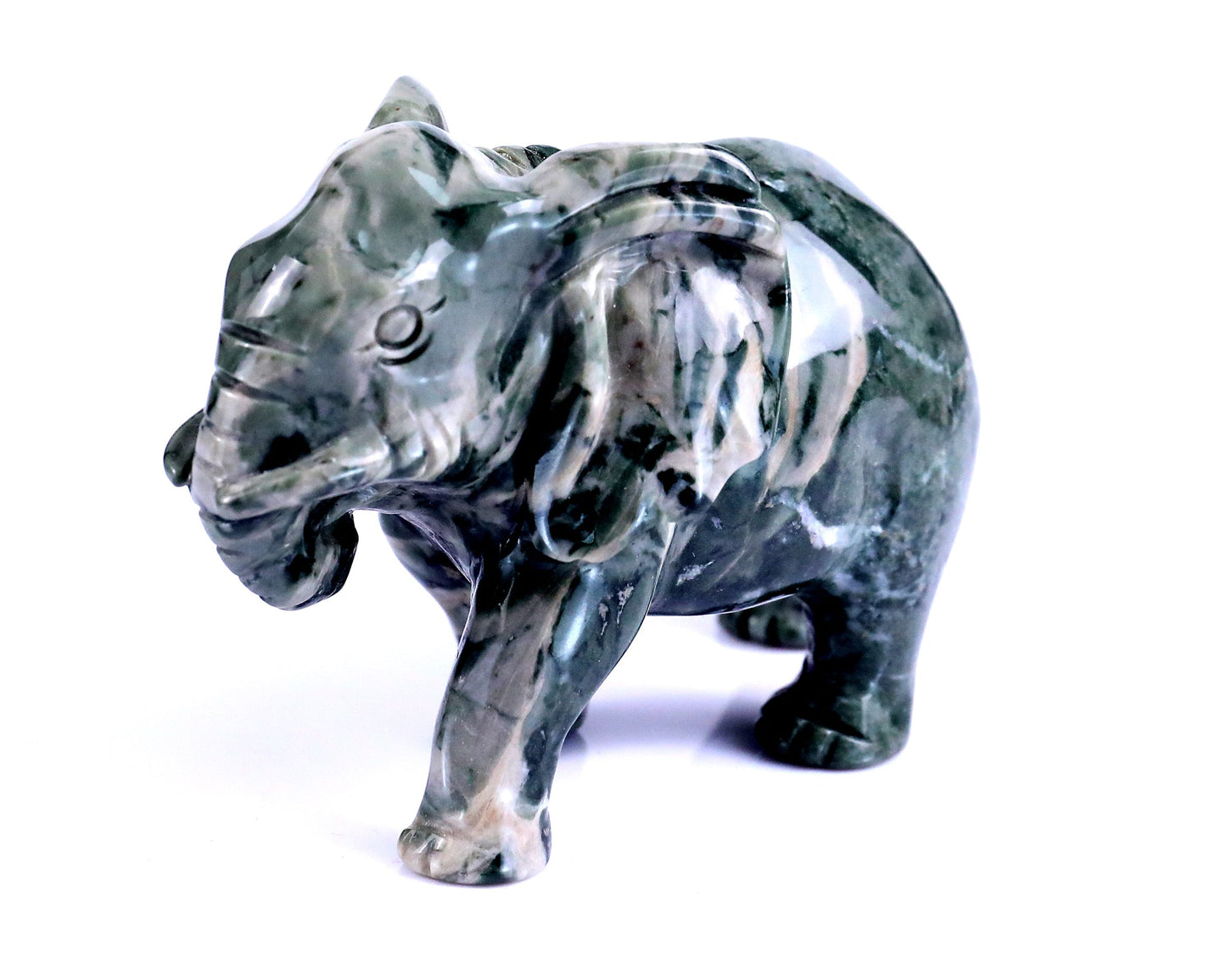 Nicedony 3.8" Jiulong Jade Hand Carved Crystal Elephant Sculpture - View 9