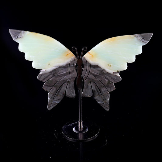 Nicedony 3.9" Amazonite Hand Carved Crystal Butterfly Wings Sculpture