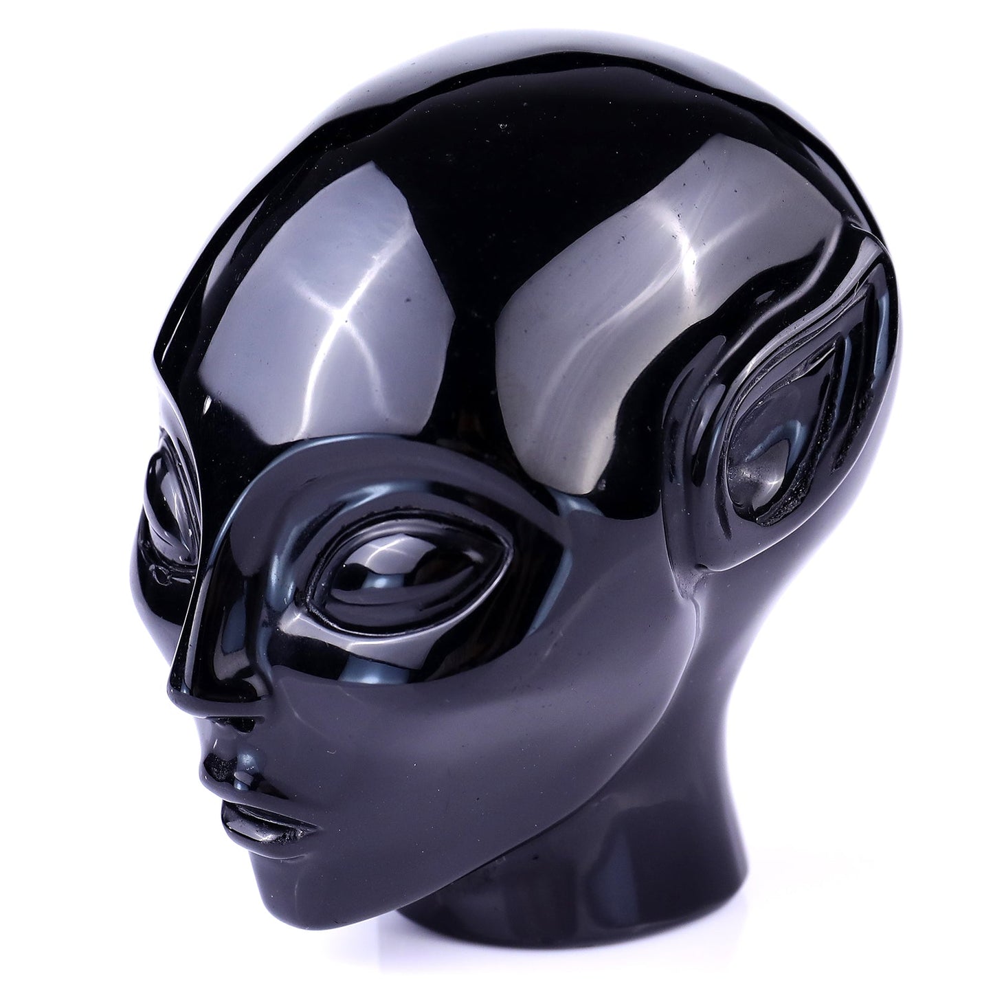 Nicedony 3.9" Black Obsidian Hand Carved Crystal Elf Alien Sculpture - View 7