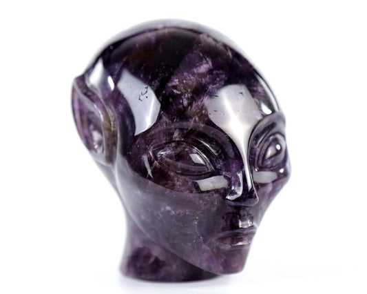 Nicedony 3.9" Dream Amethyst Agate Hand Carved Elf Alien Sculpture