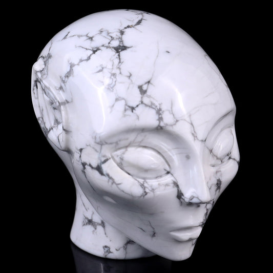 Nicedony 3.9" Howlite Hand Carved Crystal Elf Alien Sculpture