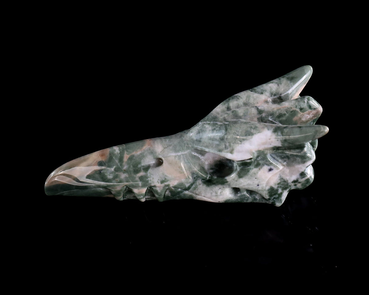 Nicedony 3.5" Nine Dragon Jade Hand Carved Phoenix Skull Sculpture (SKU: 3100702) - Photo 7