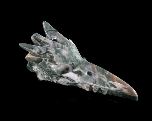 Nicedony 3.5" Nine Dragon Jade Hand Carved Phoenix Skull Sculpture (SKU: 3100702) - Photo 1