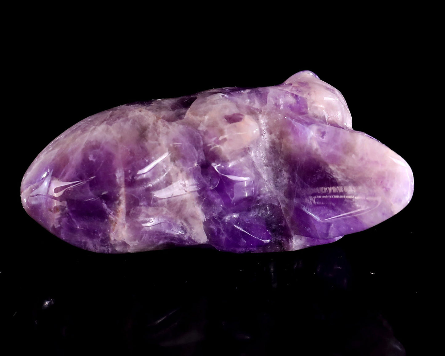 Nicedony 3.9” Amethyst Hand Carved Elongated Mayan Alien Skull - View 20