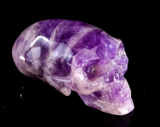 Nicedony 3.9” Amethyst Hand Carved Elongated Mayan Alien Skull - View 11