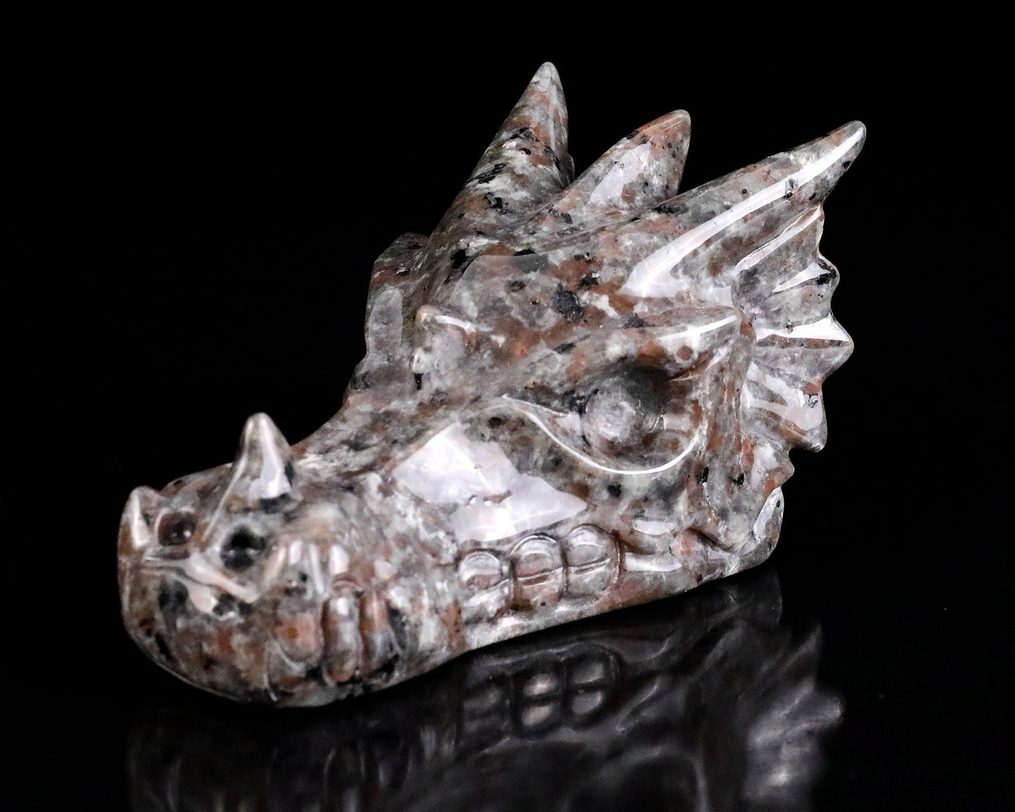 Nicedony 3.9" Yooperlite Hand Carved Crystal Dragon Skull Sculpture - View 8
