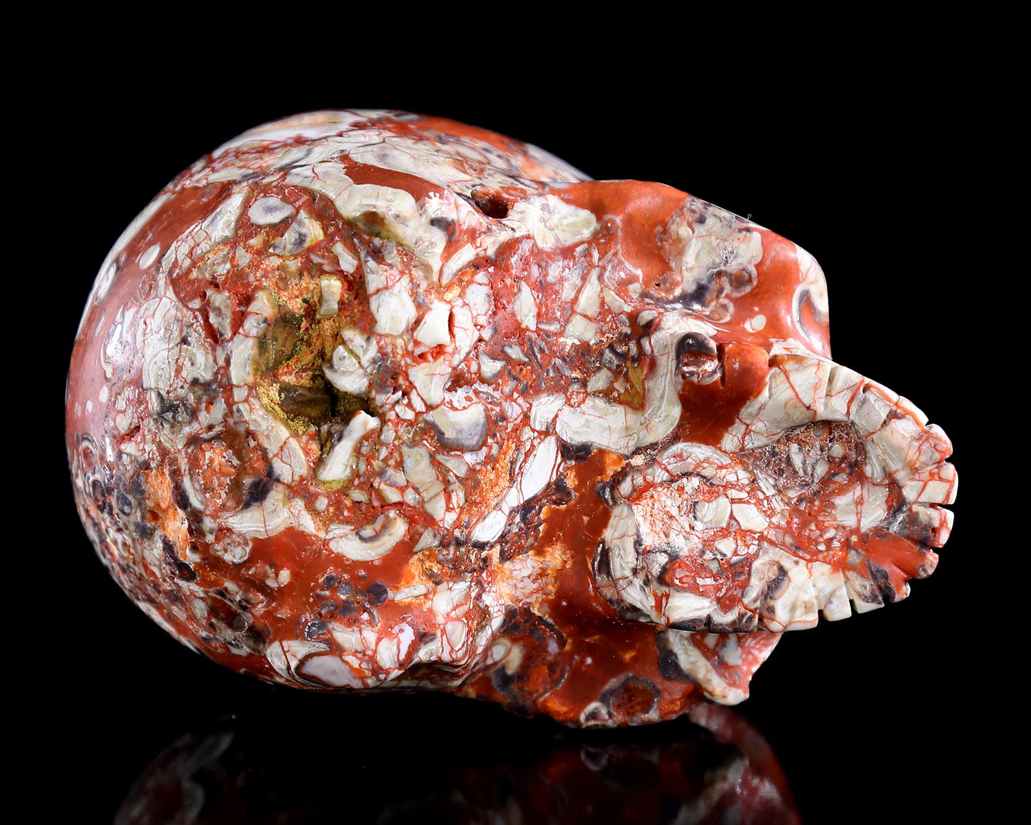 Nicedony 4.0" Coin Agate Hand Carved Crystal Skull Sculpture - View 9