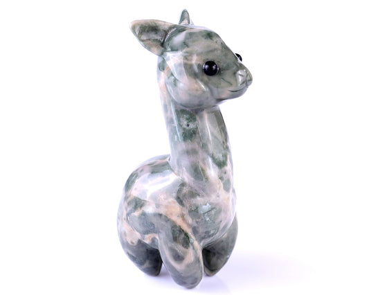 Nicedony 4.0" New Jade Hand Carved Crystal Alpaca Sculpture - #4100171