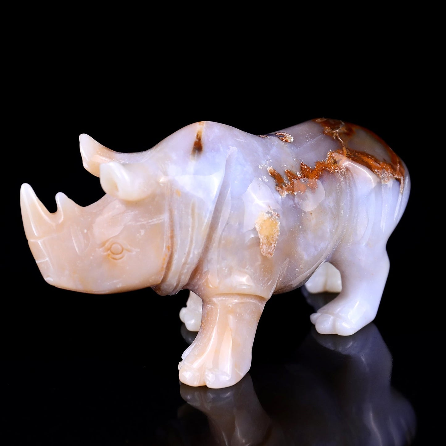 Nicedony 4.1" Blue Chalcedony Hand Carved Rhinoceros Sculpture - View 7