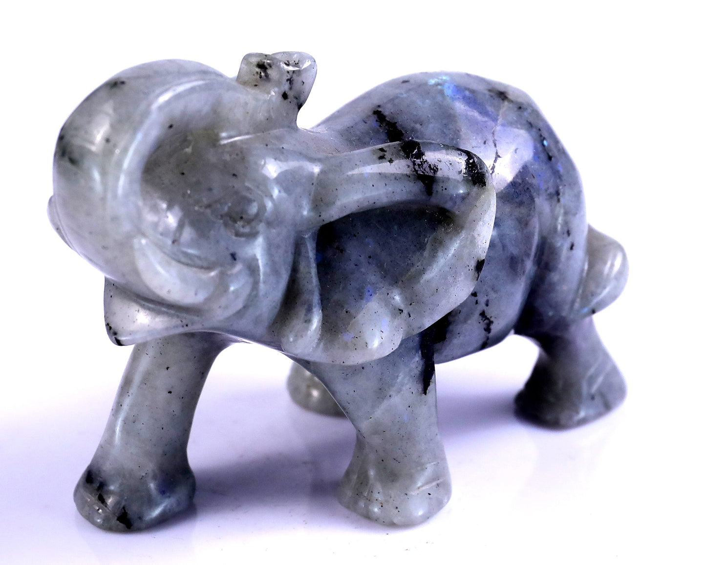 Nicedony 4.1" Labradorite Hand Carved Crystal Elephant Sculpture - View 9