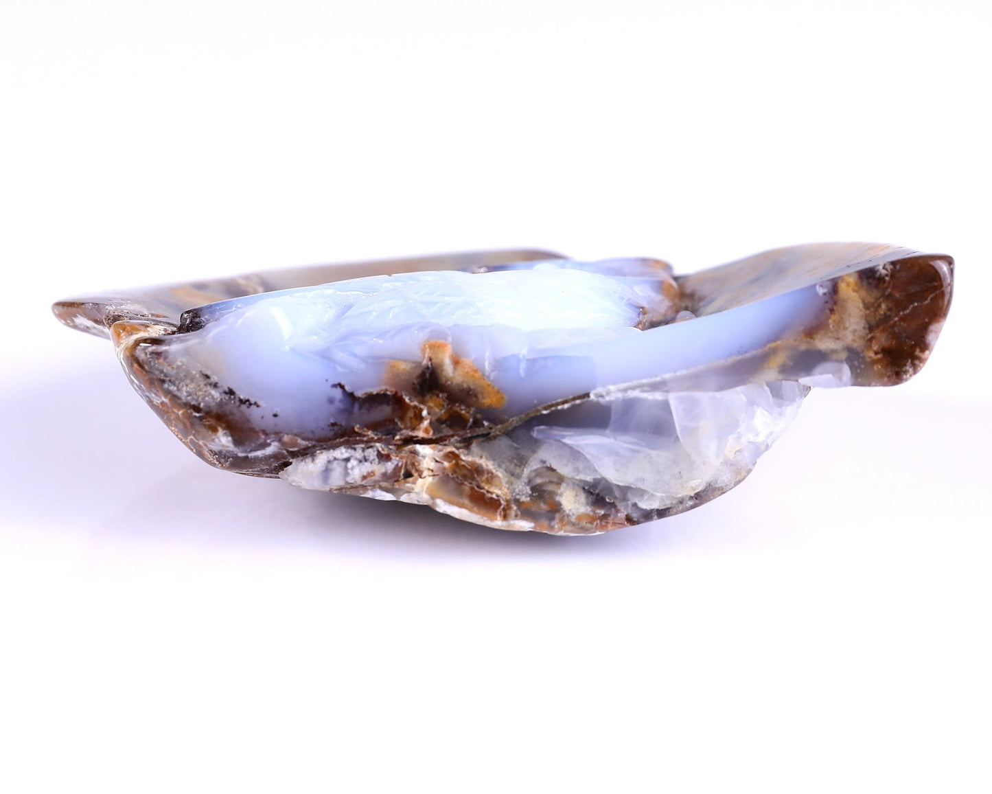 Nicedony 4.3" Blue Chalcedony Hand Carved Crystal Owl Sculpture - View 6
