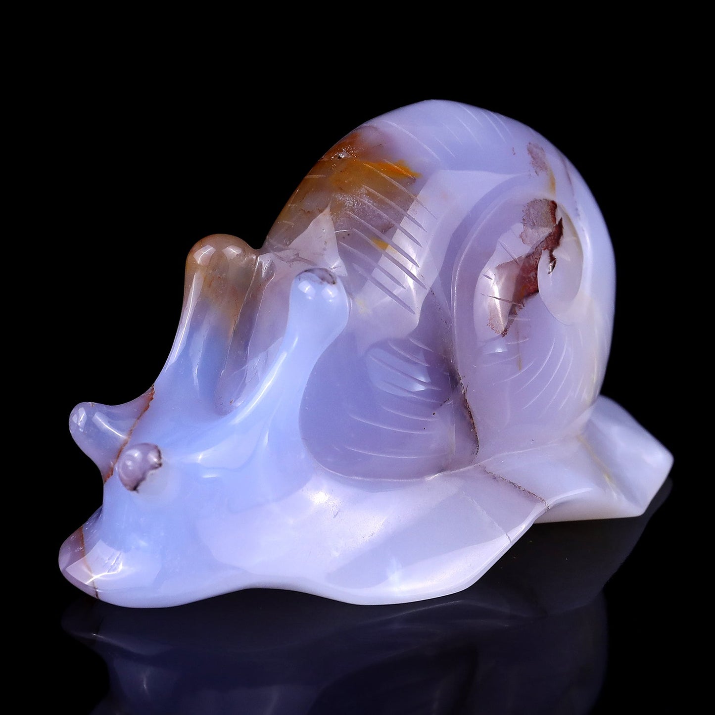 Nicedony 4.3" Blue Chalcedony Hand Carved Crystal Snail Sculpture - View 7