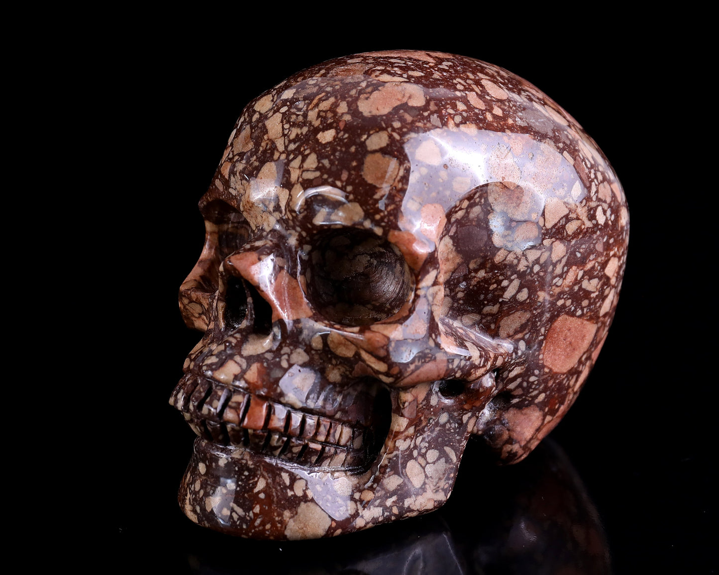 Nicedony 4.3" Coffee Stone Hand Carved Realistic Skull Sculpture - View 9