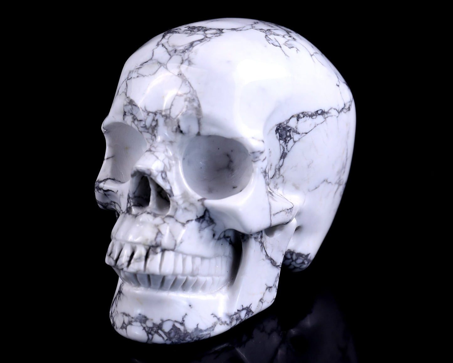 Nicedony 4.3" Howlite Hand Carved Crystal Realistic Skull Sculpture - View 9