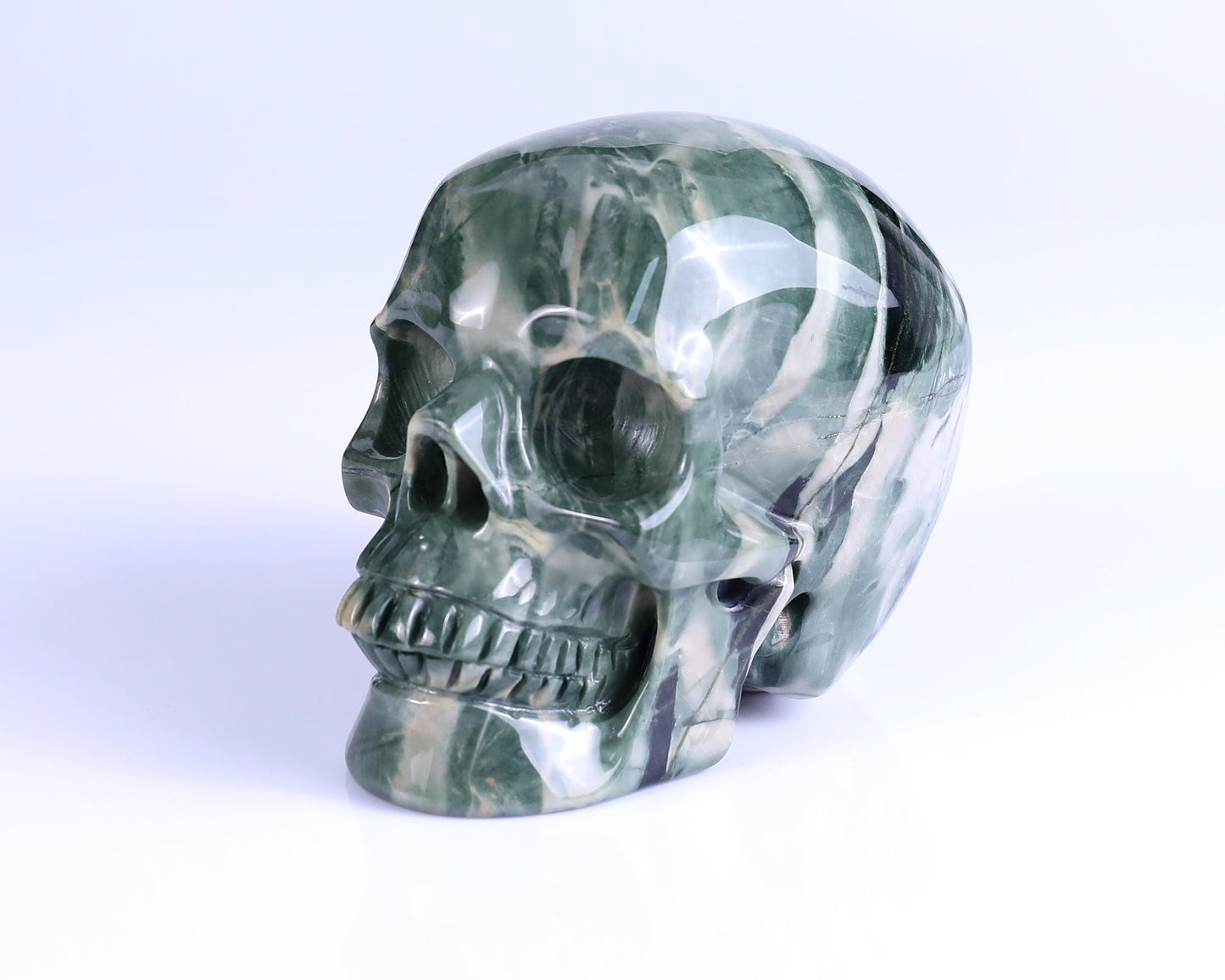 Nicedony 4.3" Jiulong Jade Hand Carved Realistic Skull Sculpture - View 9