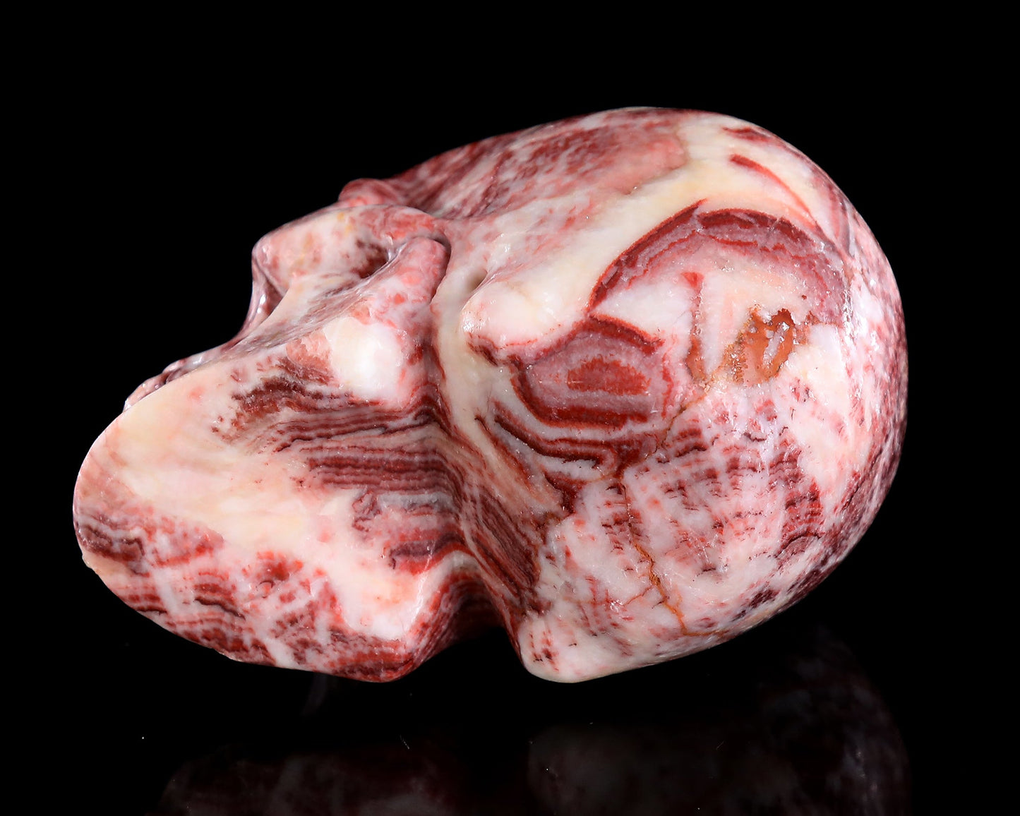 Nicedony 4.4" Red Zebra Agate Hand Carved Crystal Skull Sculpture - View 8