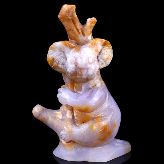Nicedony 4.7" Chalcedony Hand Carved Crystal Koala Sculpture