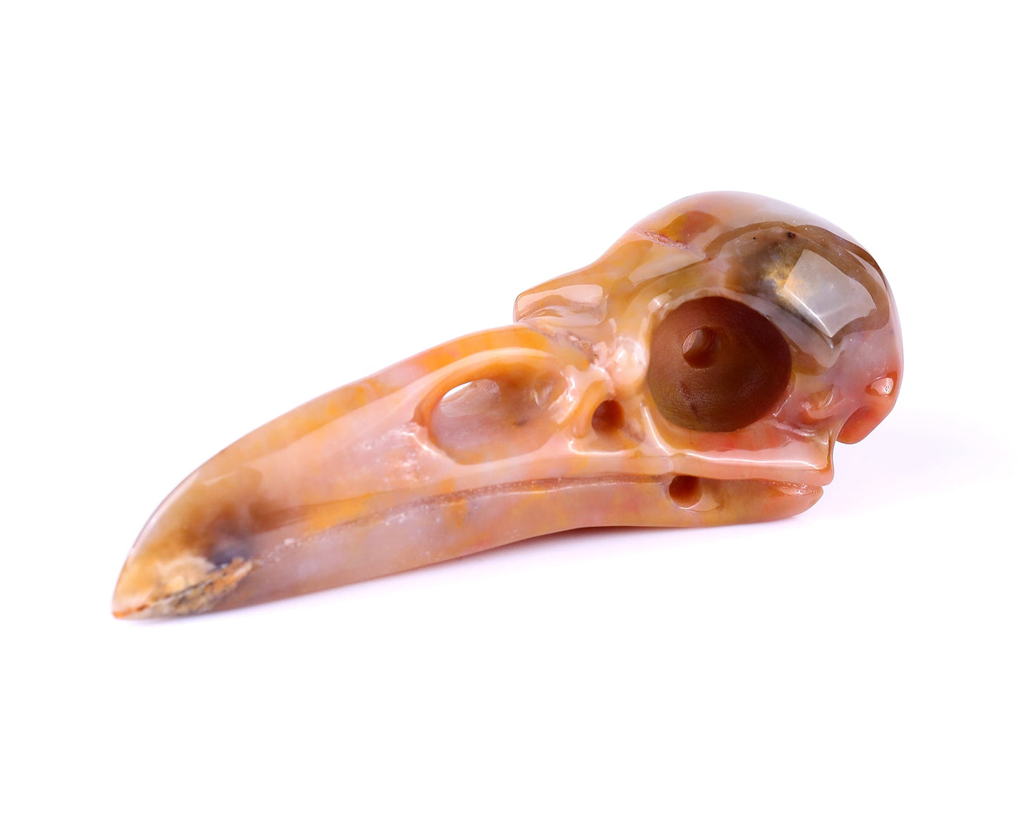 Nicedony 4.7" Chalcedony Hand Carved Crystal Raven Skull Sculpture - View 7