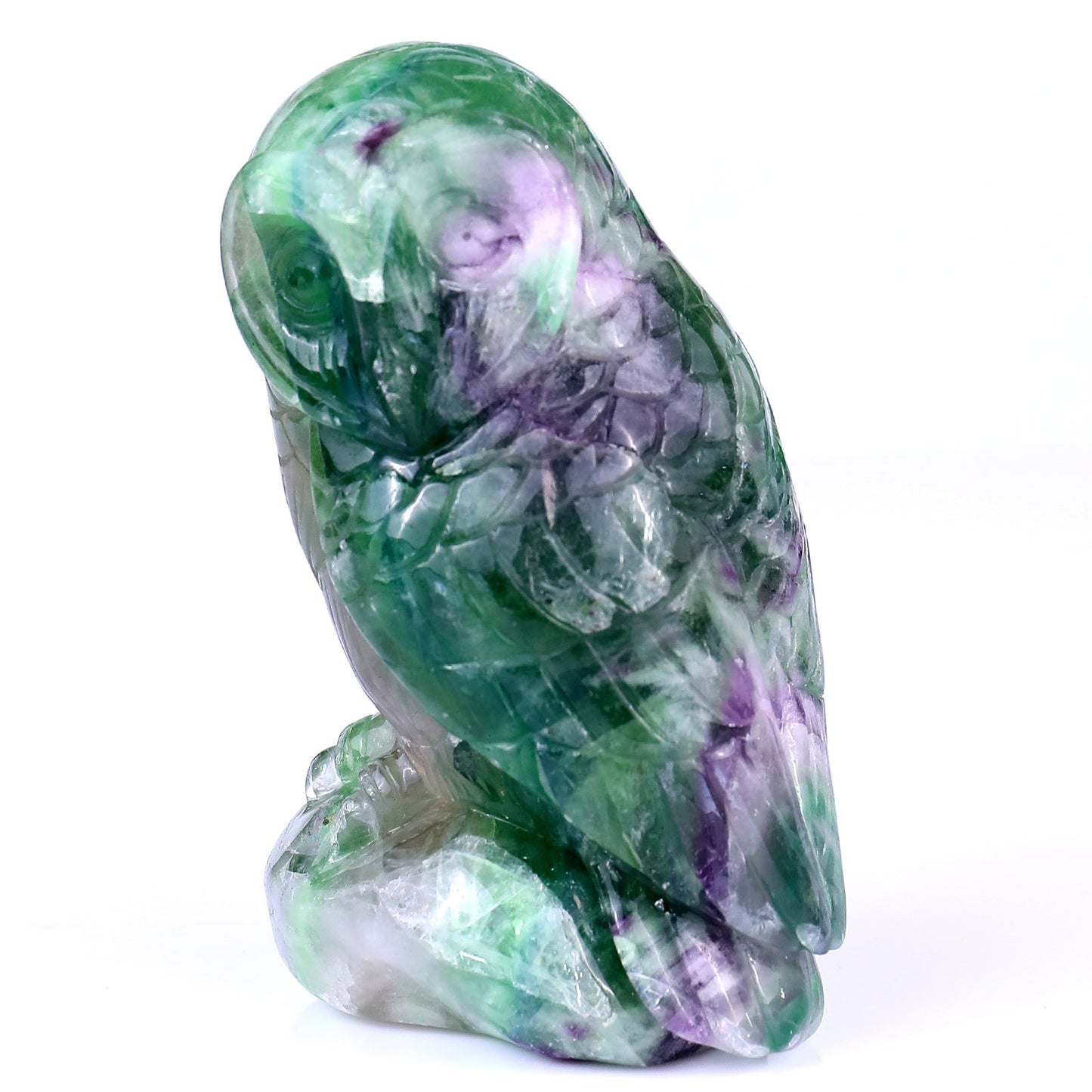 Nicedony 4.7" Colorful Fluorite Hand Carved Crystal Parrot Sculpture - View 7