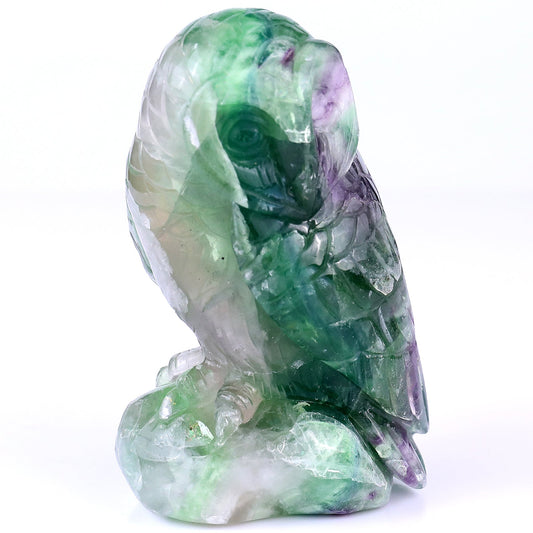 Nicedony 4.7" Colorful Fluorite Hand Carved Crystal Parrot Sculpture